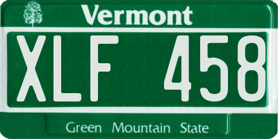 VT license plate XLF458