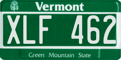 VT license plate XLF462