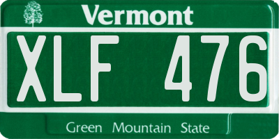 VT license plate XLF476