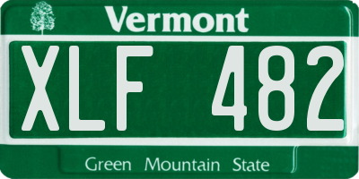 VT license plate XLF482