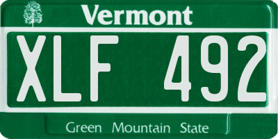 VT license plate XLF492