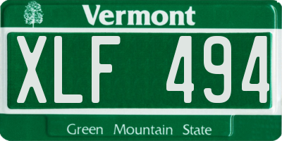 VT license plate XLF494