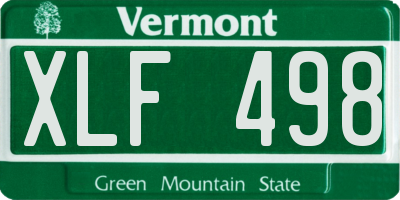 VT license plate XLF498