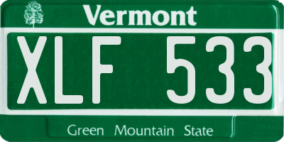 VT license plate XLF533