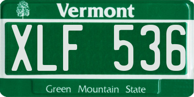 VT license plate XLF536