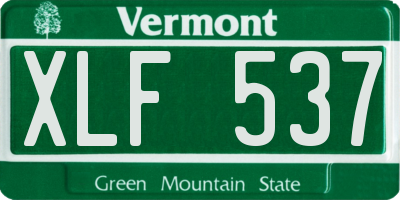 VT license plate XLF537