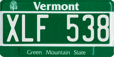 VT license plate XLF538
