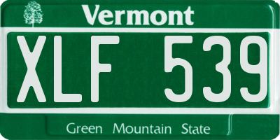 VT license plate XLF539