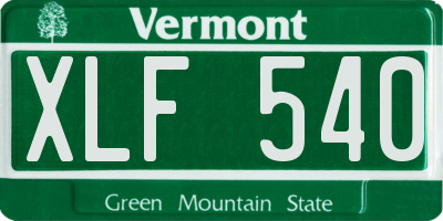 VT license plate XLF540