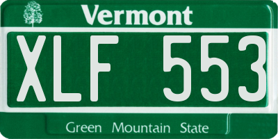 VT license plate XLF553