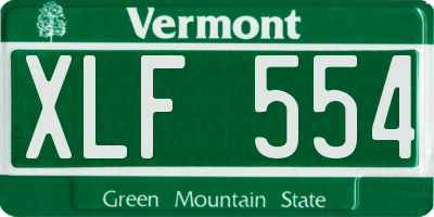 VT license plate XLF554