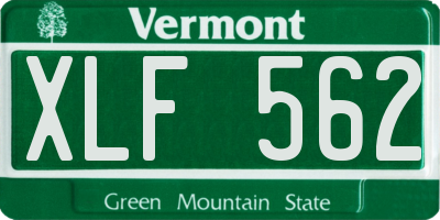 VT license plate XLF562