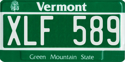 VT license plate XLF589