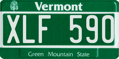 VT license plate XLF590