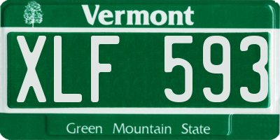 VT license plate XLF593