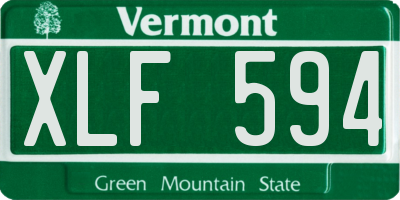 VT license plate XLF594