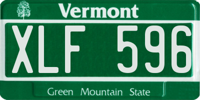 VT license plate XLF596