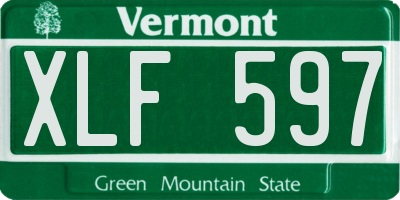 VT license plate XLF597