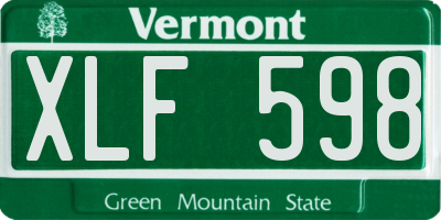 VT license plate XLF598