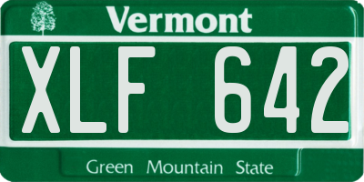 VT license plate XLF642