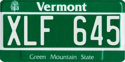 VT license plate XLF645