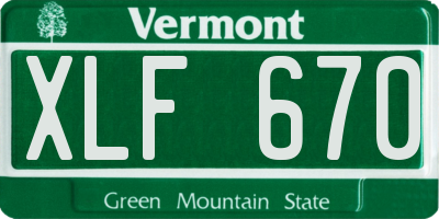 VT license plate XLF670