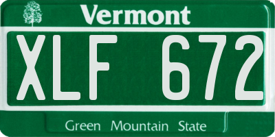 VT license plate XLF672