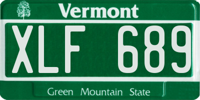 VT license plate XLF689