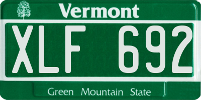 VT license plate XLF692