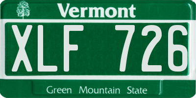 VT license plate XLF726