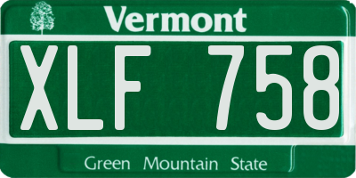 VT license plate XLF758