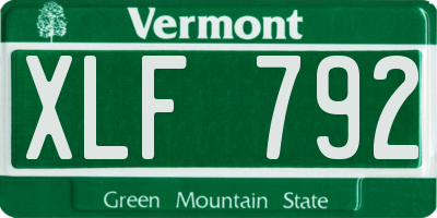 VT license plate XLF792