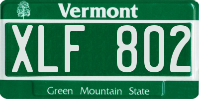 VT license plate XLF802
