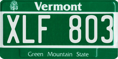VT license plate XLF803