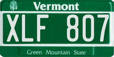 VT license plate XLF807