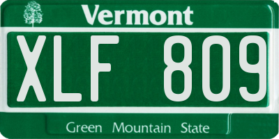 VT license plate XLF809