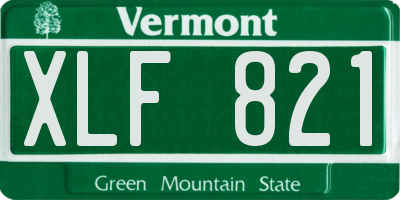 VT license plate XLF821