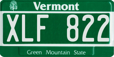 VT license plate XLF822