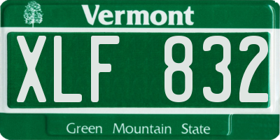 VT license plate XLF832