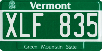 VT license plate XLF835