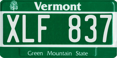 VT license plate XLF837