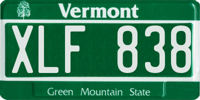 VT license plate XLF838