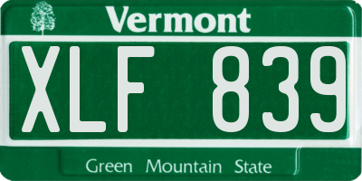 VT license plate XLF839
