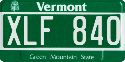 VT license plate XLF840