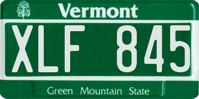 VT license plate XLF845