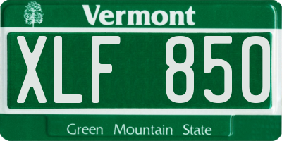 VT license plate XLF850