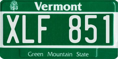VT license plate XLF851