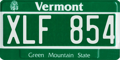 VT license plate XLF854