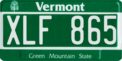 VT license plate XLF865