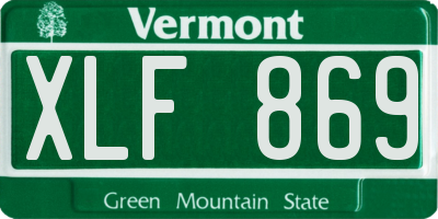 VT license plate XLF869